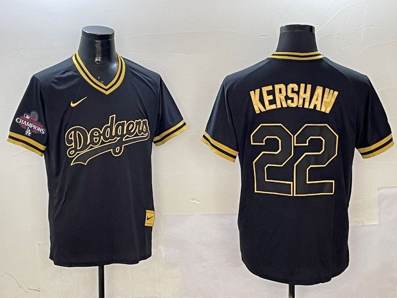 Men Los Angeles Dodgers #22 Kershaw Black Gold Game 2025 Nike MLB Jersey style 3257->los angeles dodgers->MLB Jersey